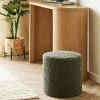 Pouf rond en bouclette verte teddy BERLIN