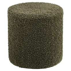 Pouf rond en bouclette verte teddy BERLIN