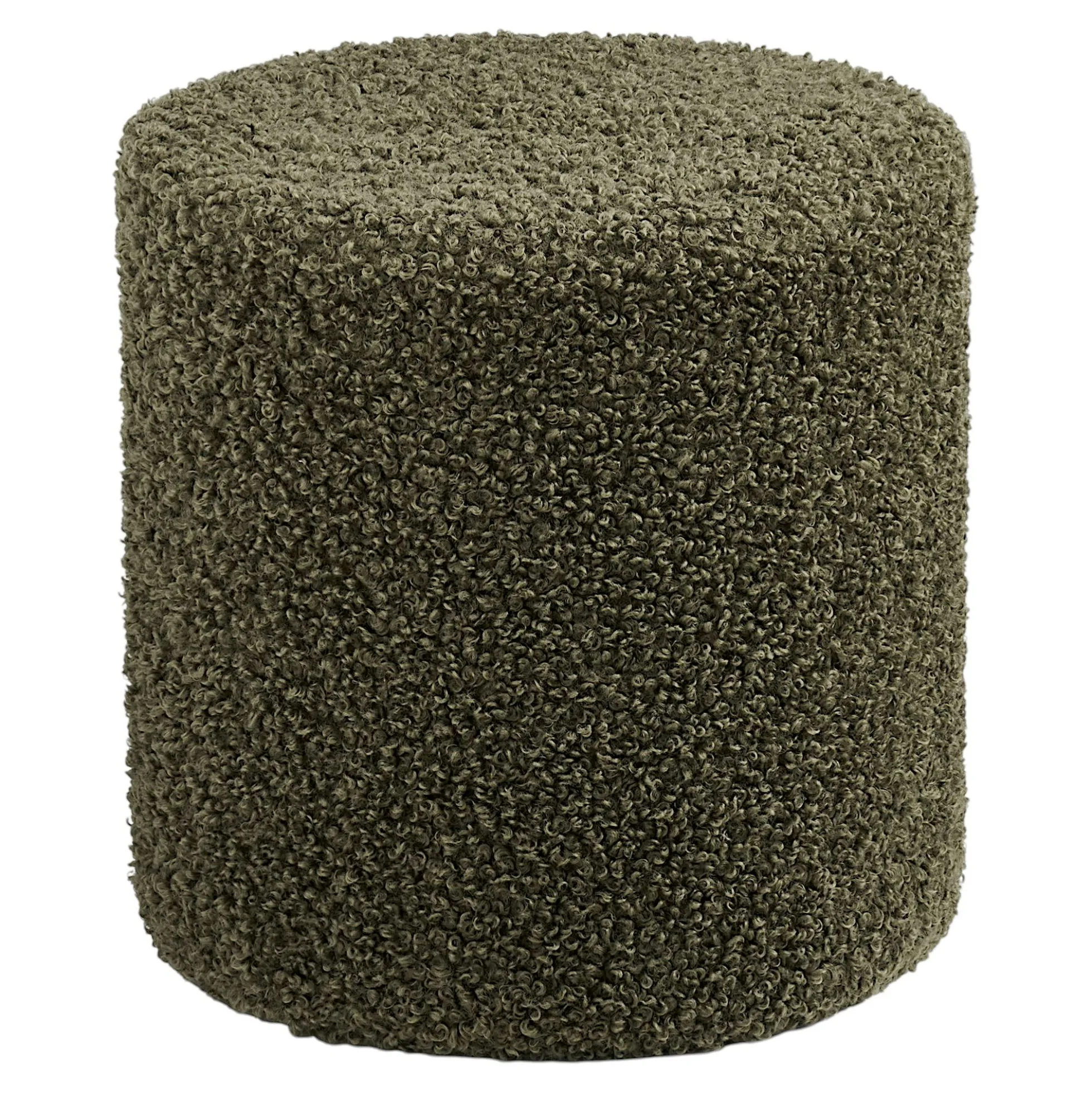 Pouf rond en bouclette verte teddy BERLIN