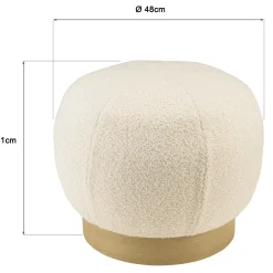 Pouf rond en tissu bouclette blanc CASTILLE