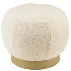 Pouf rond en tissu bouclette blanc CASTILLE