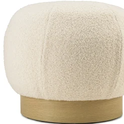 Pouf rond en tissu bouclette blanc CASTILLE