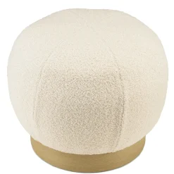 Pouf rond en tissu bouclette blanc CASTILLE