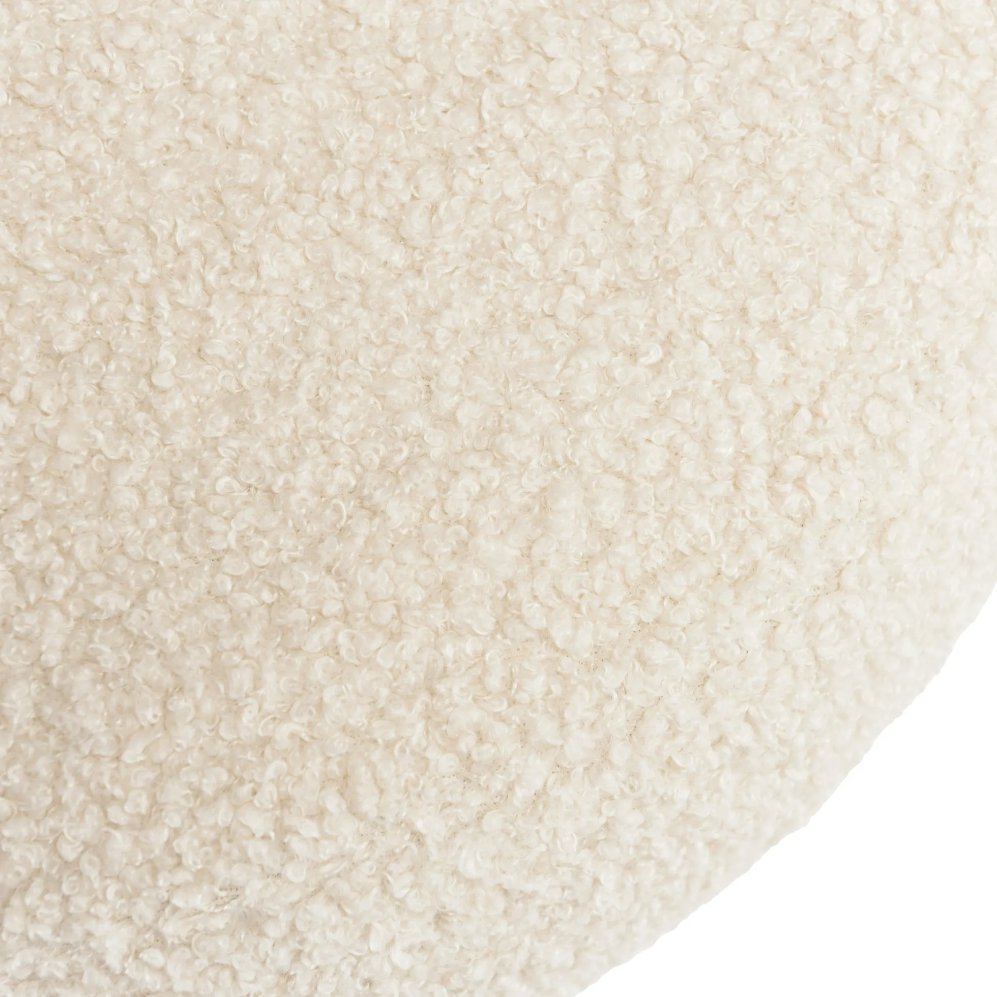 Pouf rond en tissu bouclette blanc CASTILLE