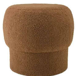 Pouf rond en tissu terracotta CASTILLE