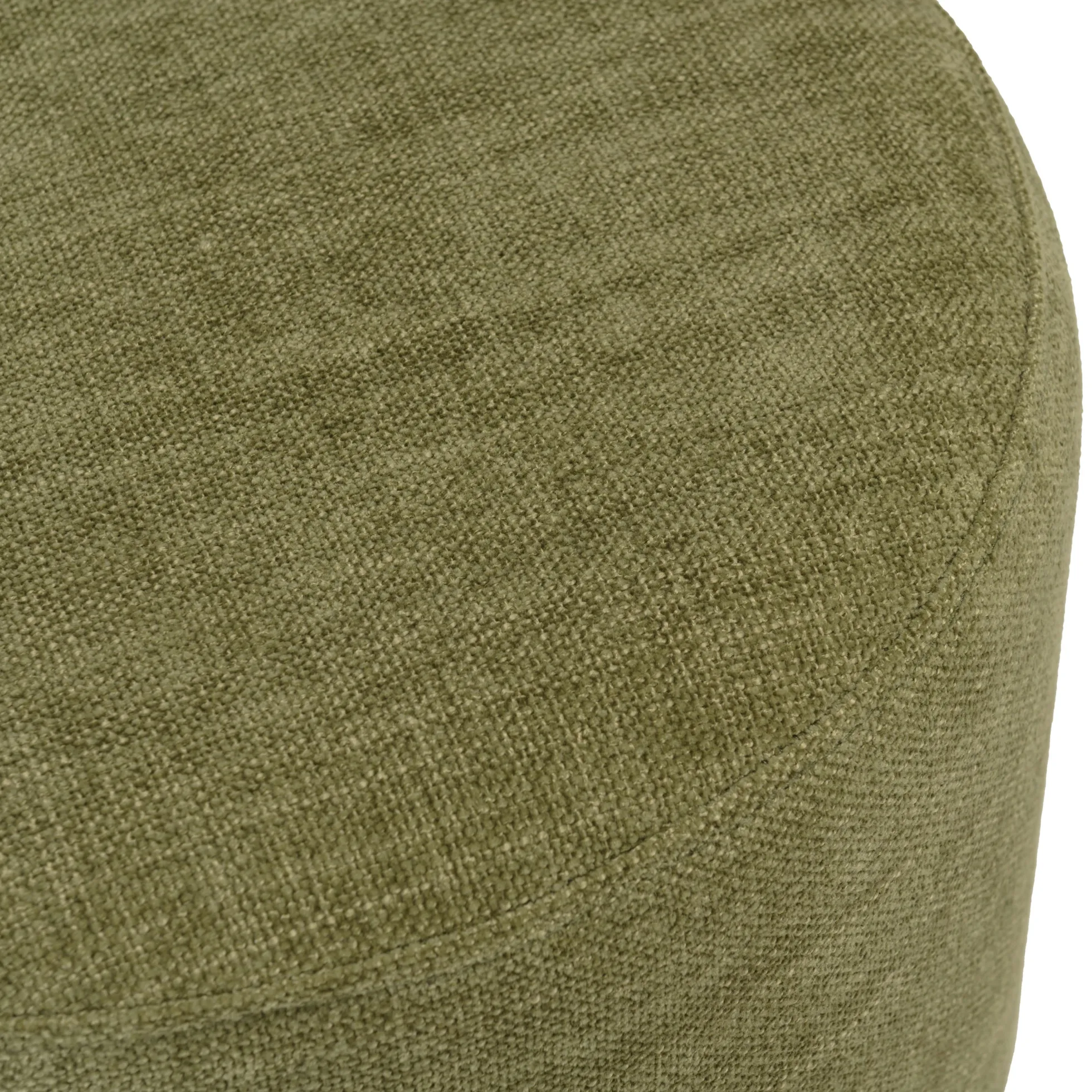 Pouf rond en tissu vert et pied boisCASTILLE