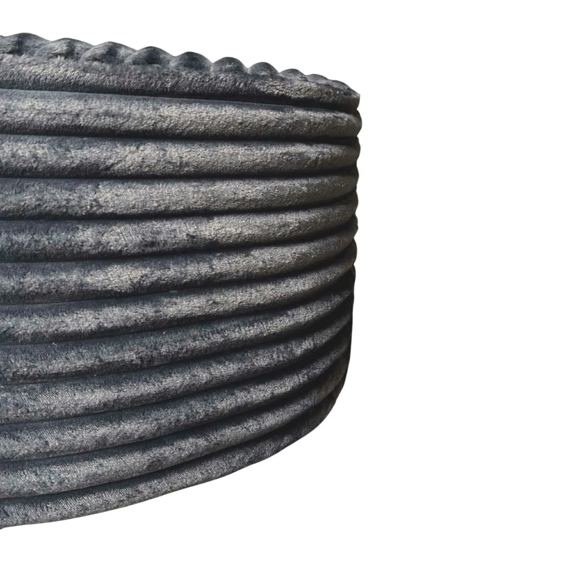 Pouf rond gris en velours côtelé Ø80 cm RIVOLI