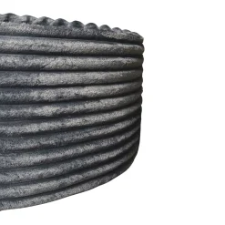 Pouf rond gris en velours côtelé RIVOLI
