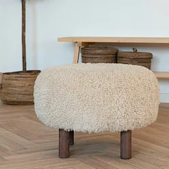 Pouf rond marron clair BERLIN