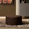 Pouf rond marron tissu doux Ø80 cm RIVOLI