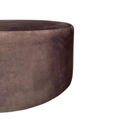 Pouf rond marron tissu doux Ø80 cm RIVOLI