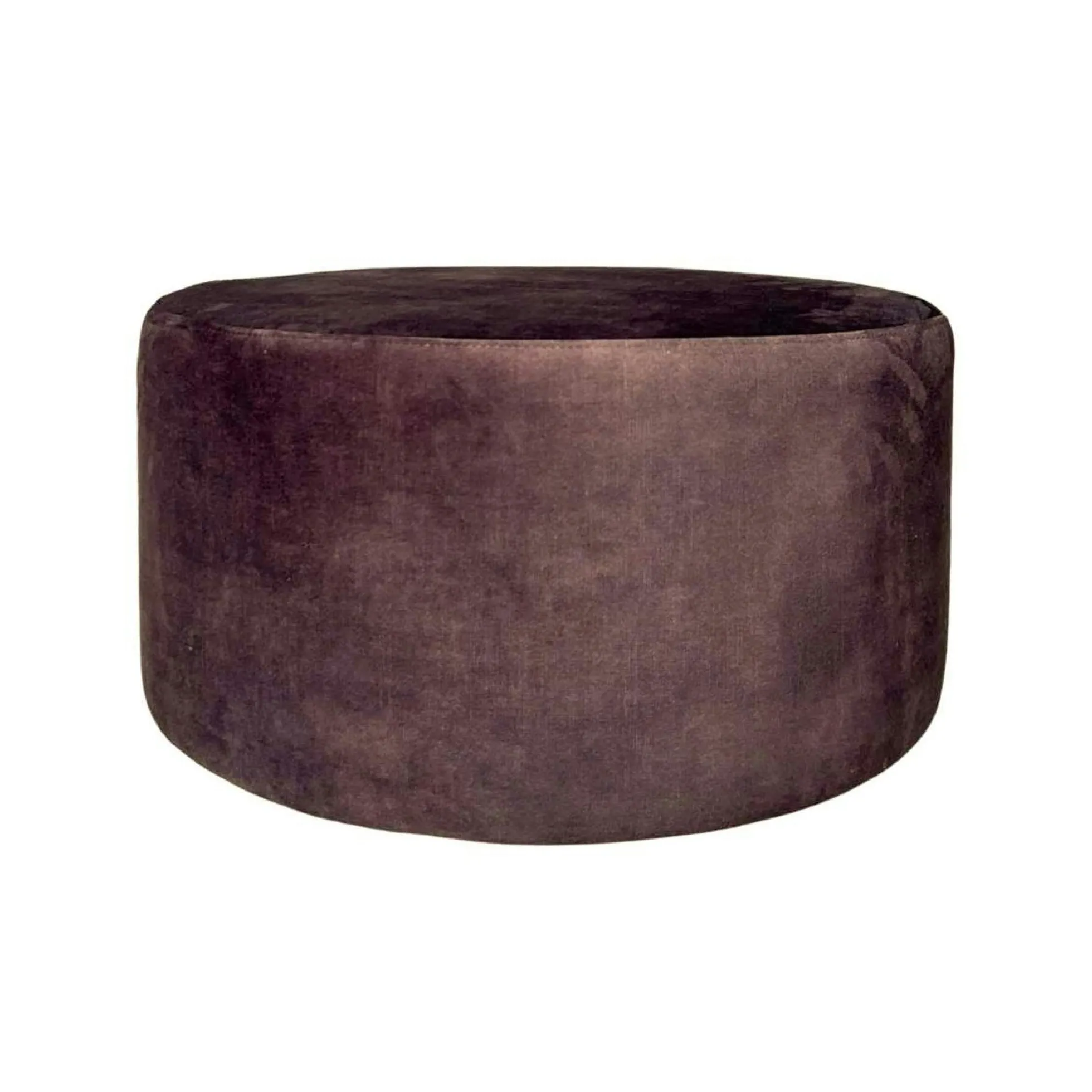 Pouf rond marron tissu doux RIVOLI