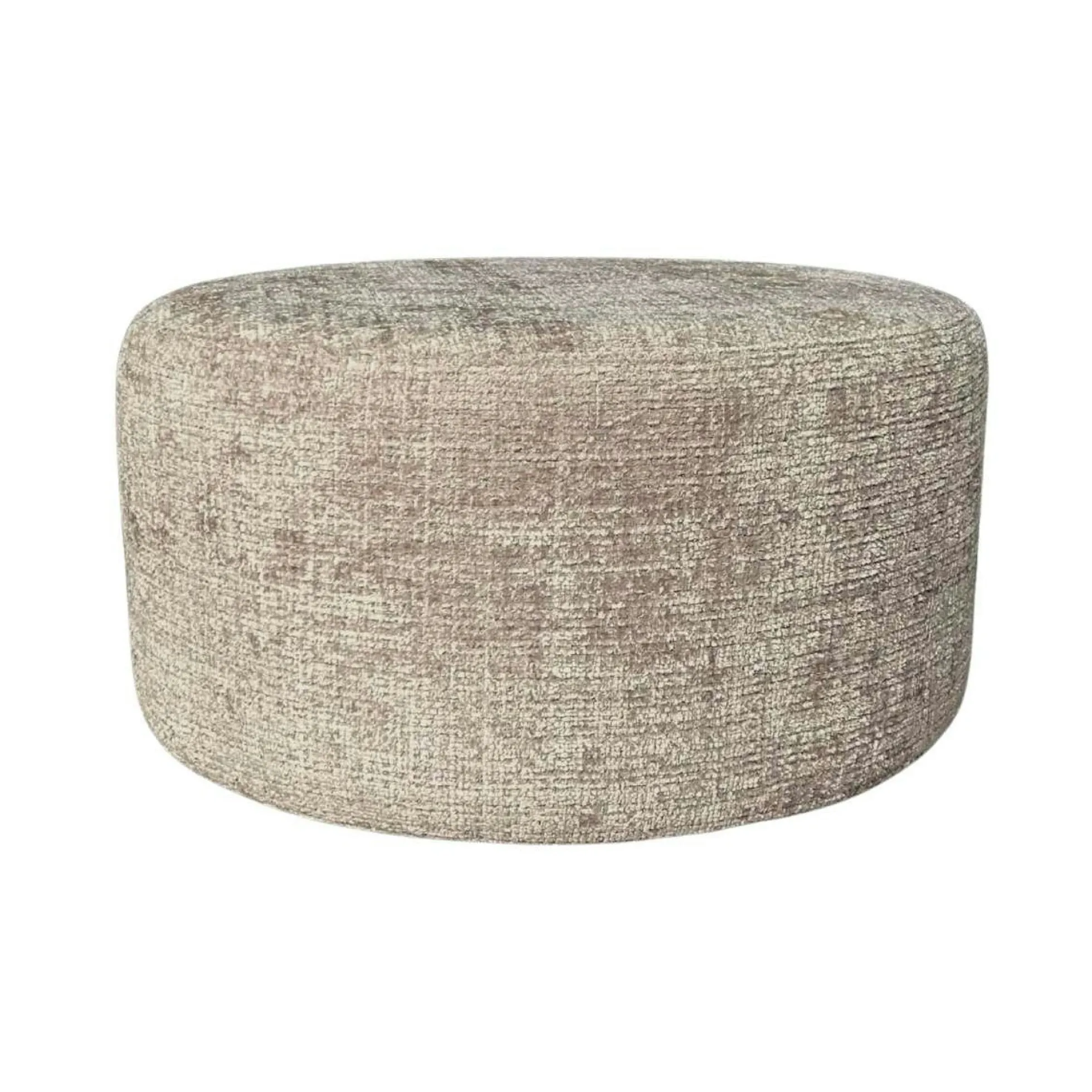 Pouf rond taupe tissu doux Ø80 cm RIVOLI