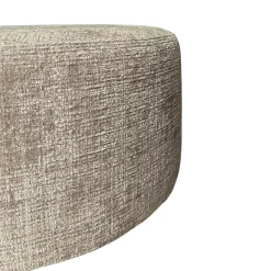Pouf rond taupe tissu doux RIVOLI