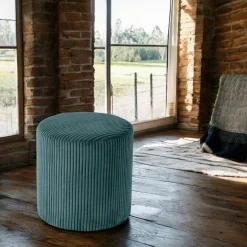 Pouf rond velours côtelé bleu pétrole (lot de 2) MALMOE