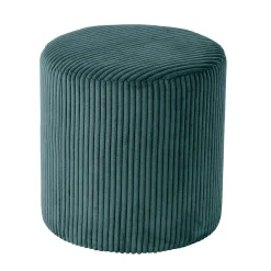 Pouf rond velours côtelé bleu pétrole (lot de 2) MALMOE