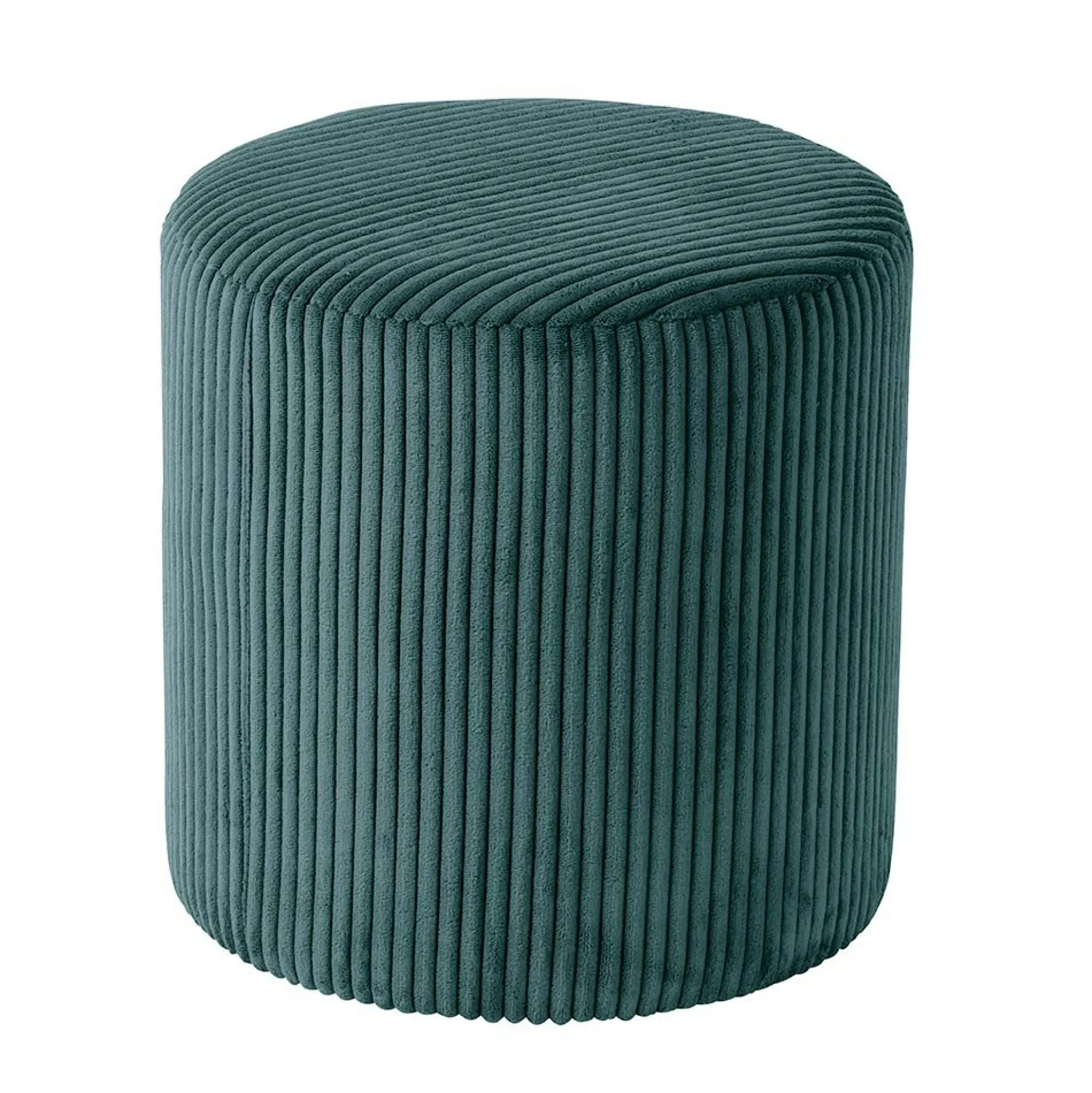 Pouf rond velours côtelé bleu pétrole (lot de 2) MALMOE