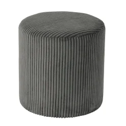 Pouf rond velours côtelé gris (lot de 2) MALMOE
