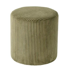 Pouf rond velours côtelé kaki (lot de 2) MALMOE