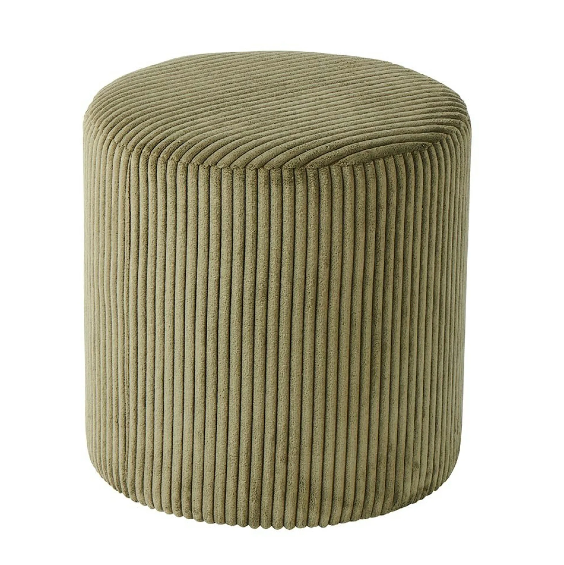 Pouf rond velours côtelé kaki (lot de 2) MALMOE