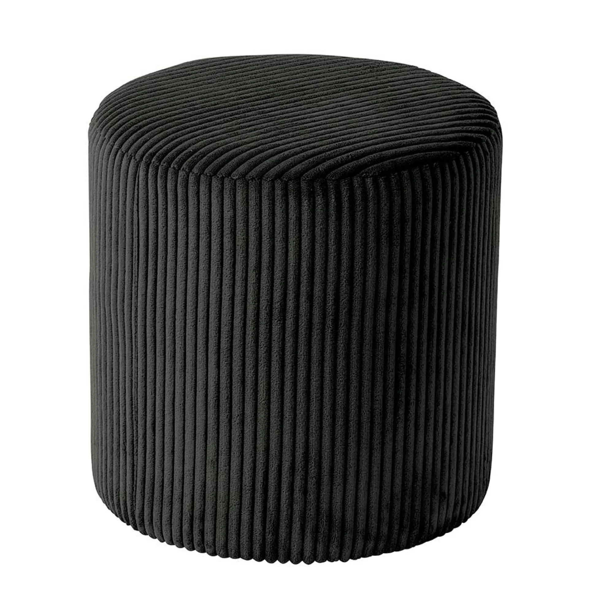 Pouf rond velours côtelé noir (lot de 2) MALMOE