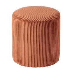 Pouf rond velours côtelé rouille (lot de 2) MALMOE