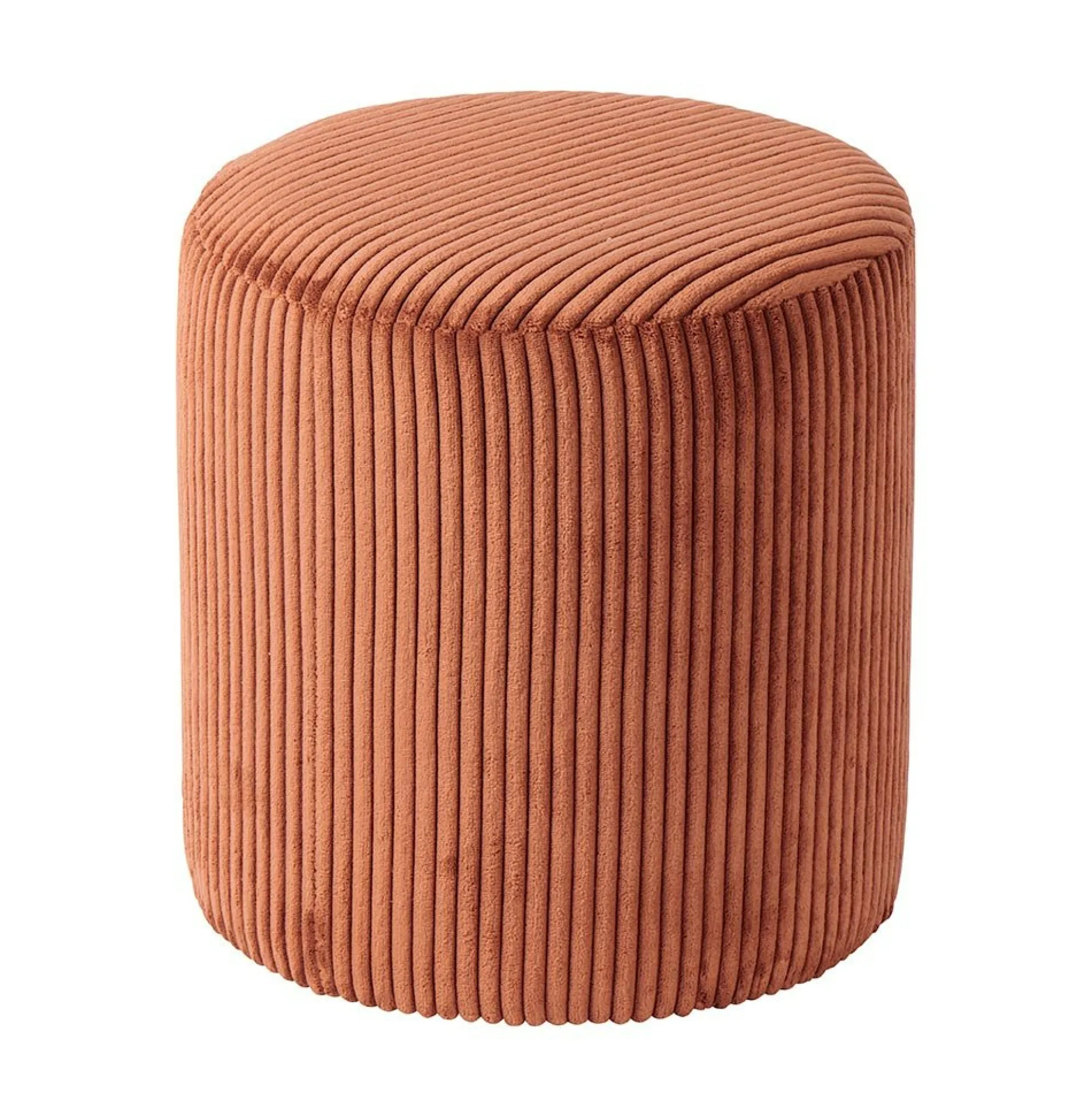 Pouf rond velours côtelé rouille (lot de 2) MALMOE