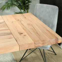 Rallonge pour les tables en chêne blanc bords naturels 180 / 200 / 220 et 240 cm PALERME (50 cm)