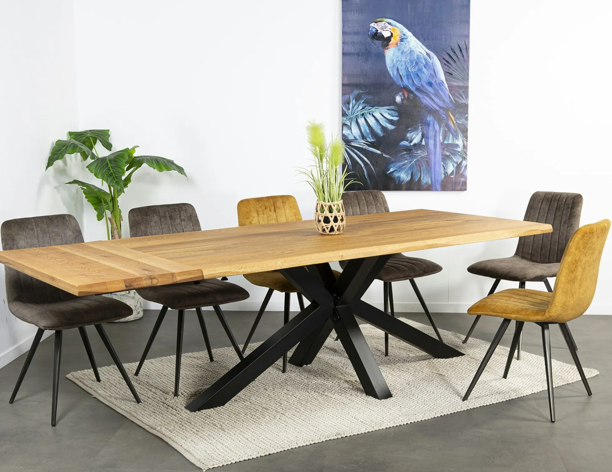 Rallonge pour table ETNA bords naturels 160/180 chêne huilé
