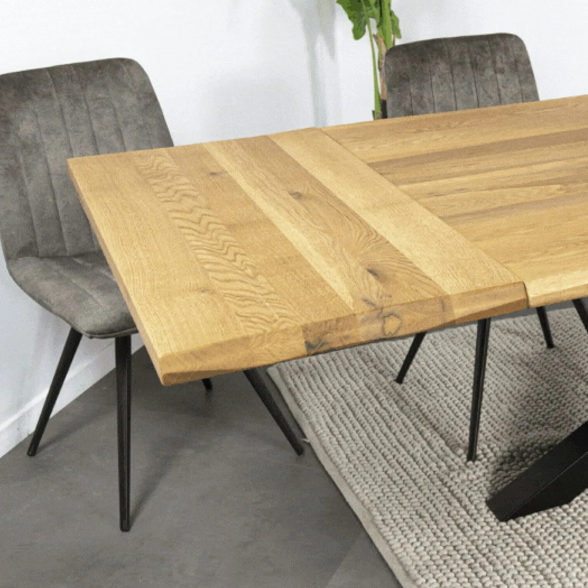 Rallonge pour table extensible en chêne huilé bords naturels 140 cm ETNA (50 cm)
