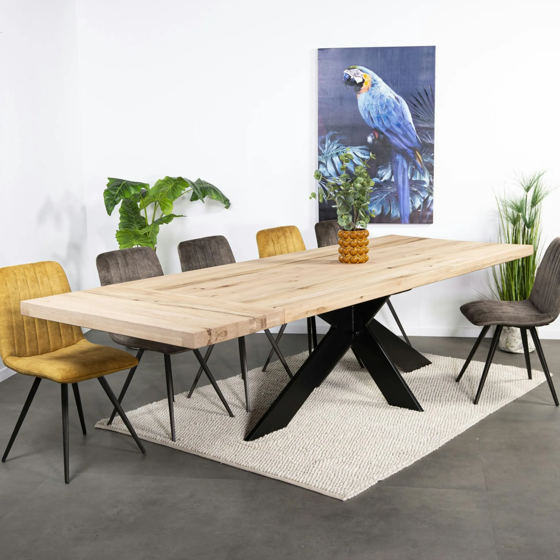 Rallonge pour table extensible en chêne blanc bords droits 200 et 240 cm PALERME