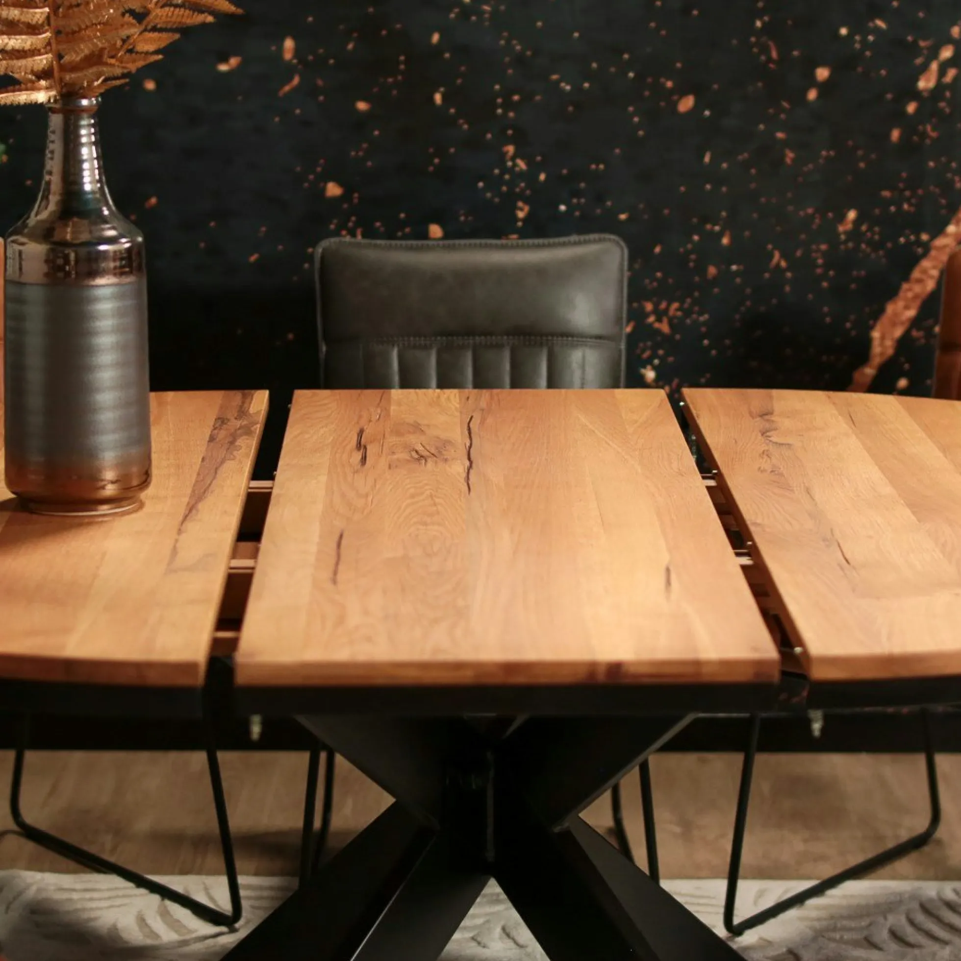 Rallonge pour table ronde extensible en chêne huilé 140 cm PALERME (50 cm)
