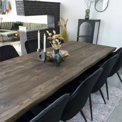 Rallonges en bois de chêne fumé avec bordures naturelles pour table à manger SAVONE 140 cm / 200 cm / 240 cm (lot de 2)