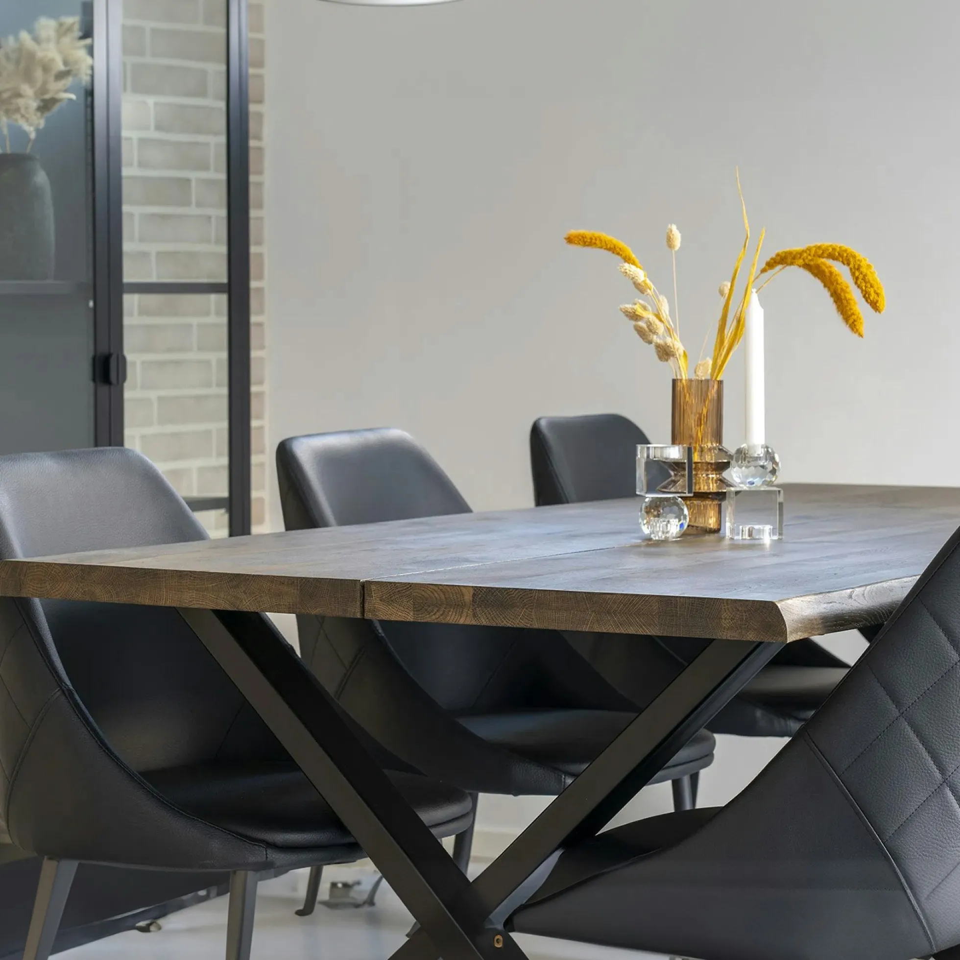 Rallonges en bois de chêne fumé avec bordures naturelles pour table à manger SAVONE 140 cm / 200 cm / 240 cm (lot de 2)