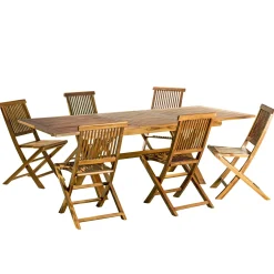 Salle à manger en teck massif pour extérieur table + 6 chaises MACAO