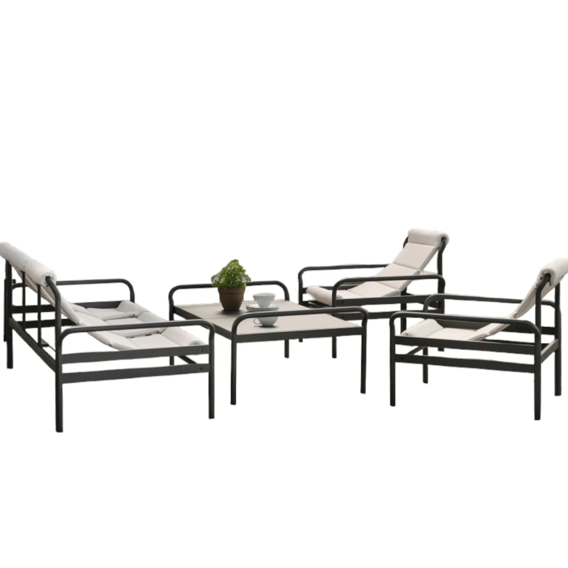 Salon de jardin en aluminium gris ardoise (4 pièces) OSLO