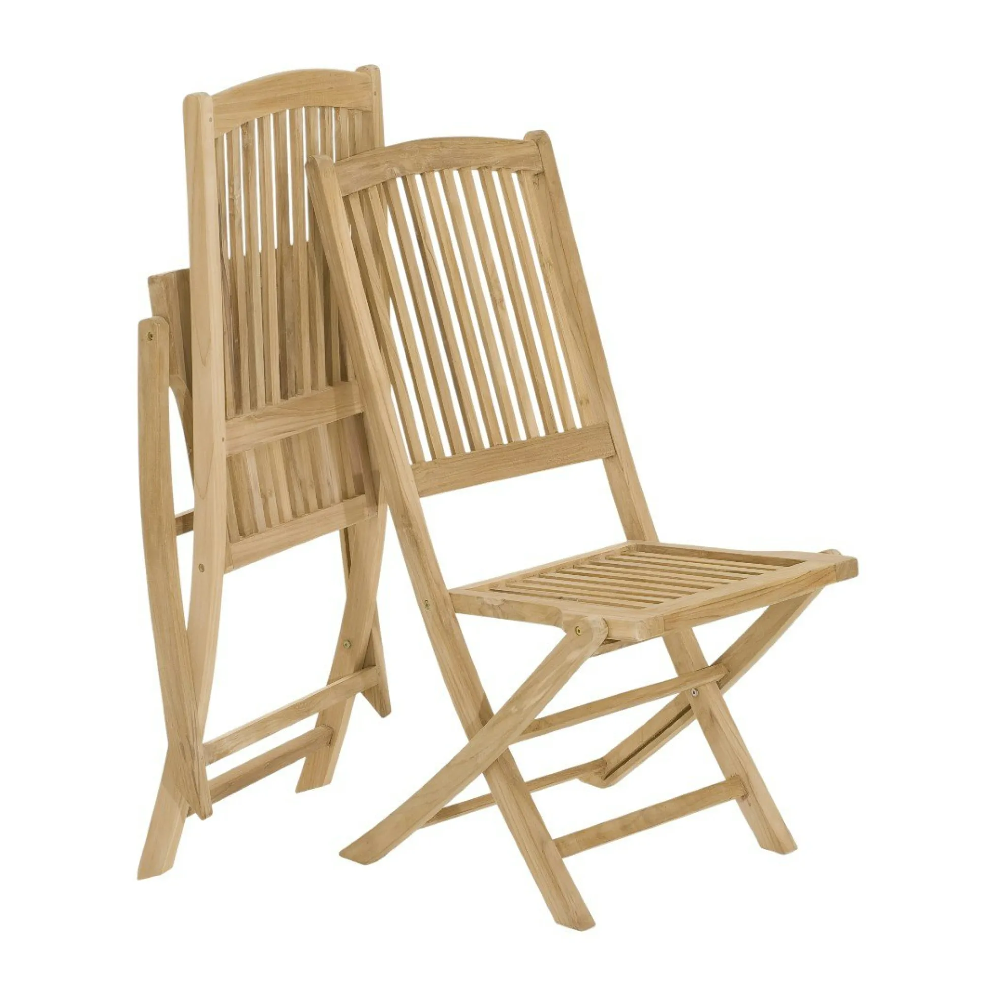 Salon de jardin en teck brut Table ronde pliante 80cm 2 chaises SUMMER