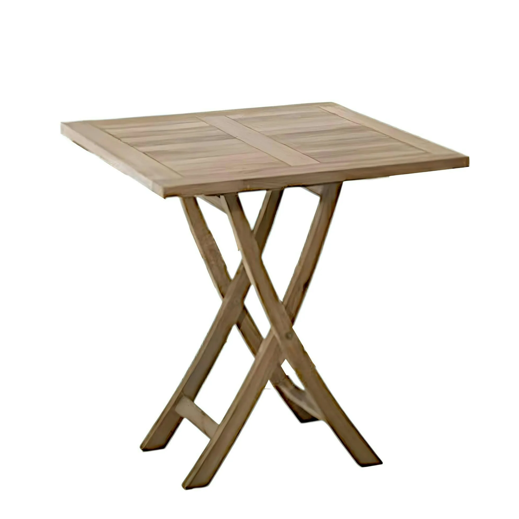 Salon de jardin en teck, 1 table carrée + 2 chaises pliantes SUMMER