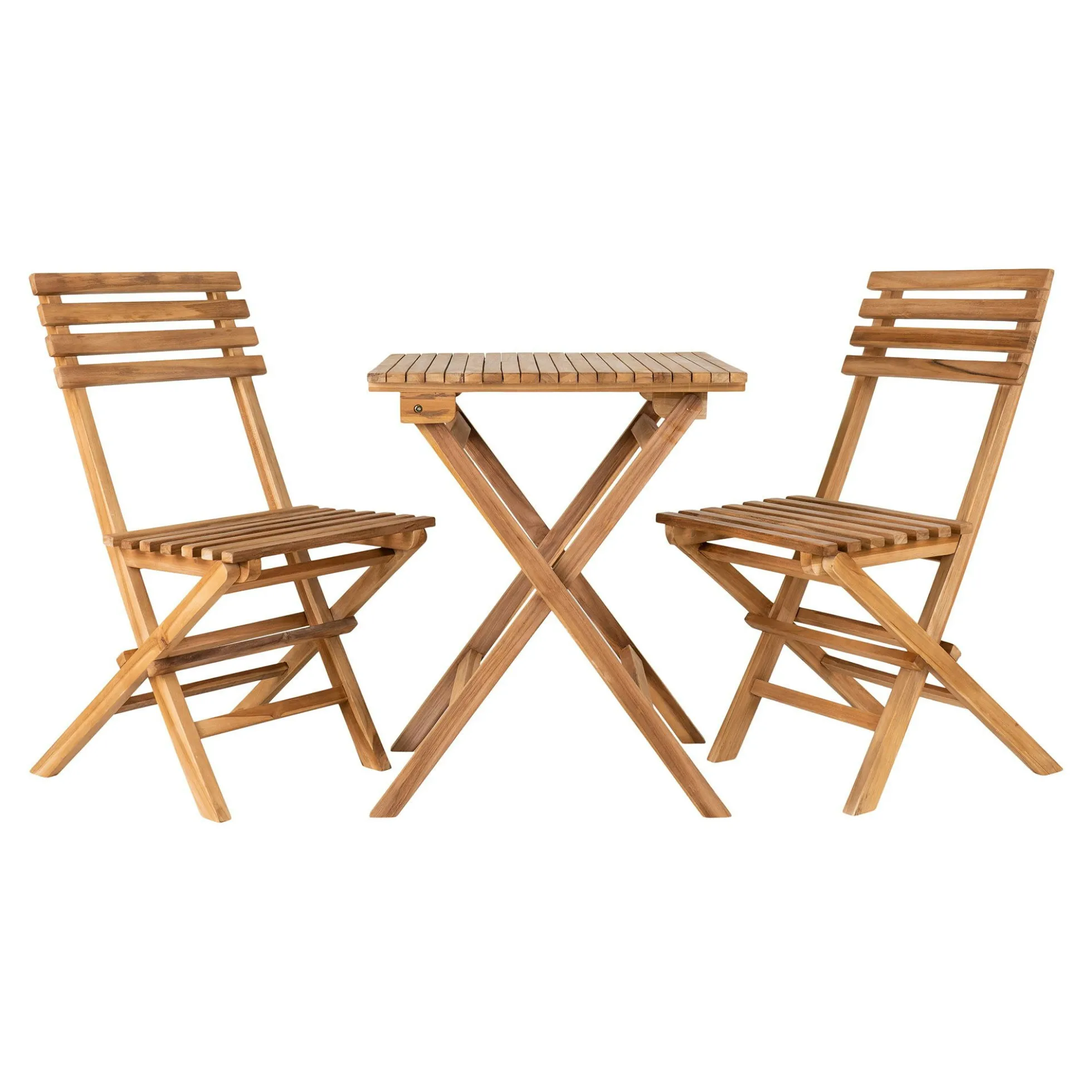Salon de jardin en teck (1 table, 2 chaises) MENDOZA