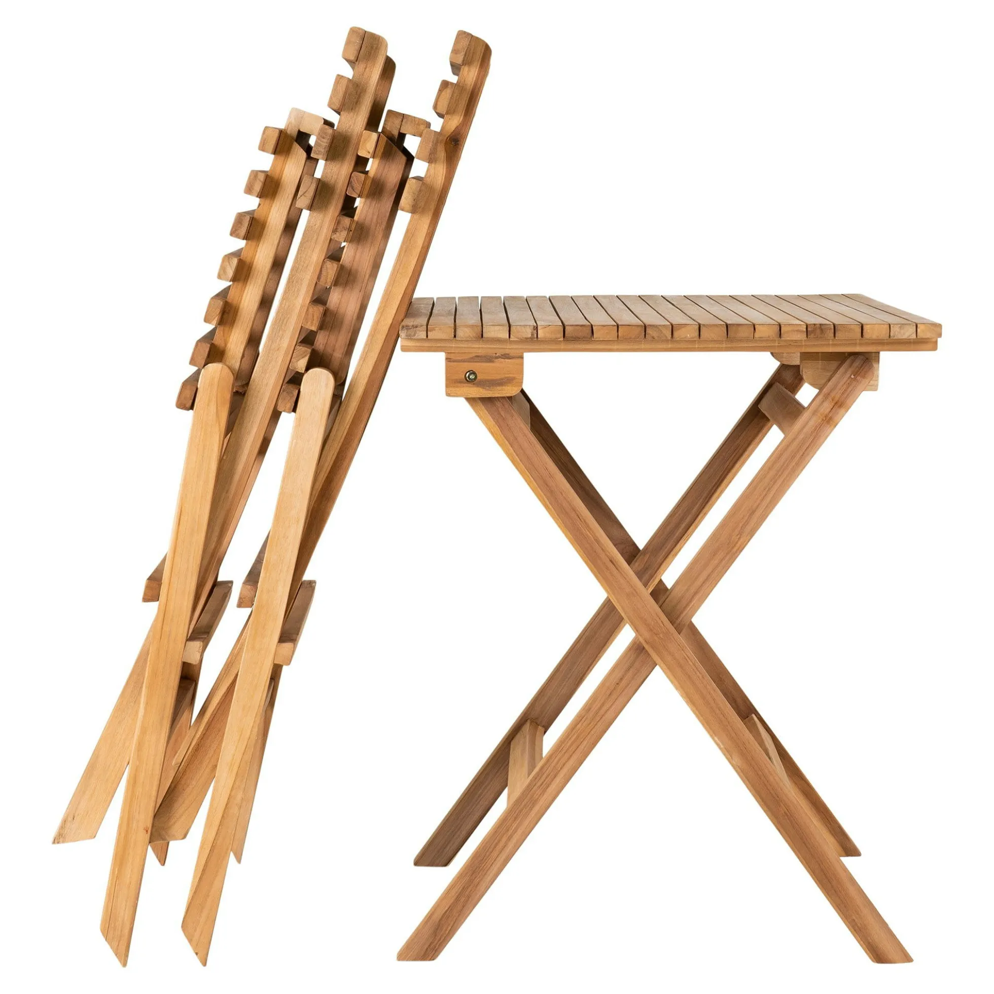 Salon de jardin en teck (1 table, 2 chaises) MENDOZA