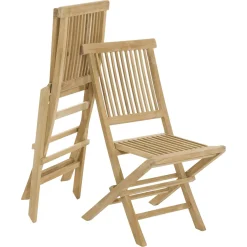 Salon de jardin en teck Table ovale 120/180 cm + 6 chaisespliantes SUMMER