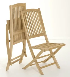 Salon dejardin en teck Table rectangle 200/300 cm et 8 chaises Lombock pliantes SUMMER