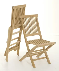 Salon de jardin en teck Table rectangle 120/180 cm et 6 chaises Java pliantes SUMMER