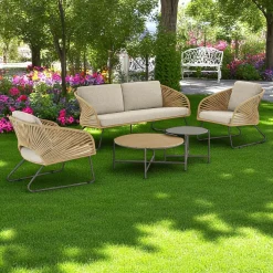 Salon de jardin 4 places avec 2 tables basses MENDOZA