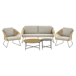 Salon de jardin 4 places avec 2 tables basses MENDOZA