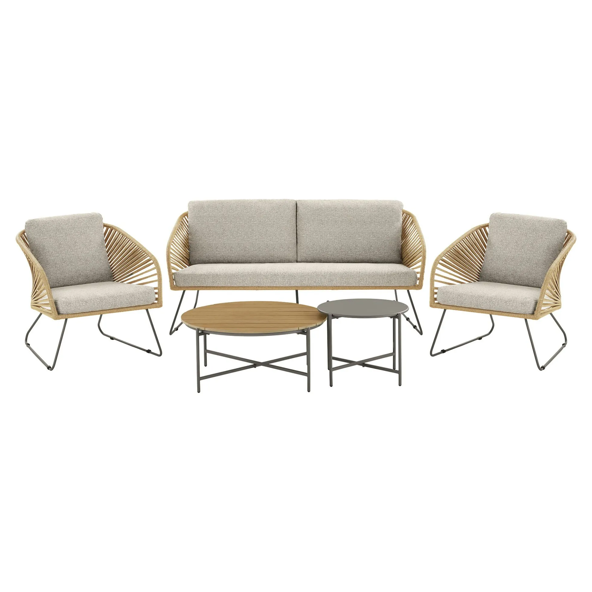 Salon de jardin 4 places avec 2 tables basses MENDOZA