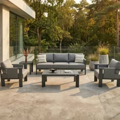 Salon de jardin 5 places complet en aluminium LIGO