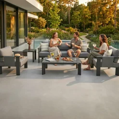 Salon de jardin 5 places complet en aluminium LIGO