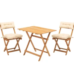Salon de jardin 2 places - pliant, 4 coussins SORA