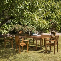 Salon de jardin table + chaises en teck massif MACAO